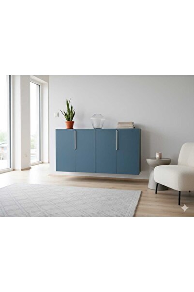 KONKRE TASARIM Mdflam Konsol Petrol Antrasit Kapaklı Klasör Dosya Dolabı Tv Ü...