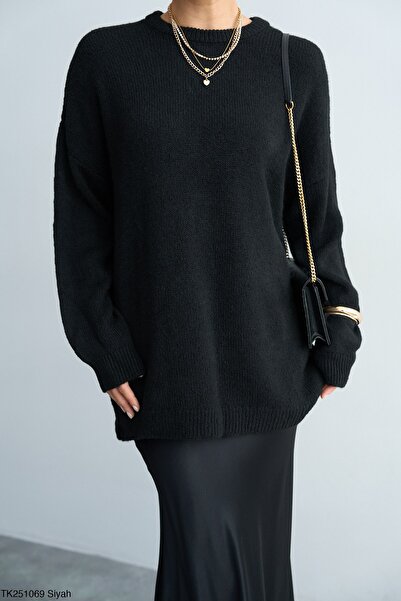 CADDELAMODA Pulover de damă cu guler rotund