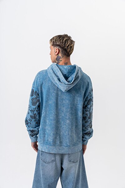 Respire Ανδρικό μπλουζάκι με κουκούλα με στάμπα Root Deep, μπλε χρώμα