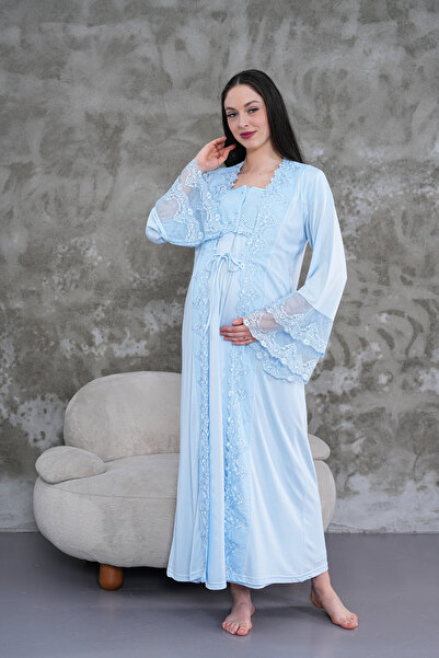 Lohusa Homewear Set de 2 cămăși de noapte pentru maternitate, din bumbac, cu ...