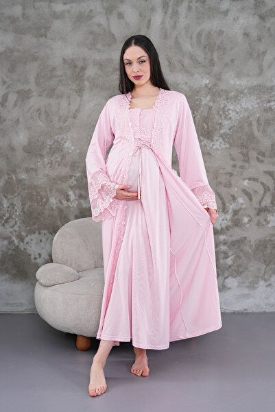 Lohusa Homewear Set de 2 cămăși de noapte pentru maternitate, din bumbac, cu ...