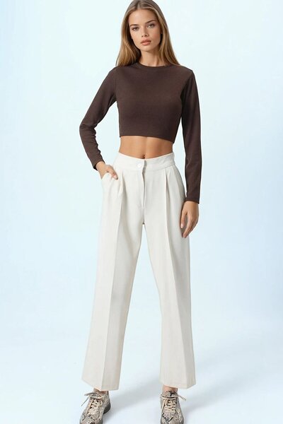 VAGGON Double Pocket Button Closure Palazzo Pants