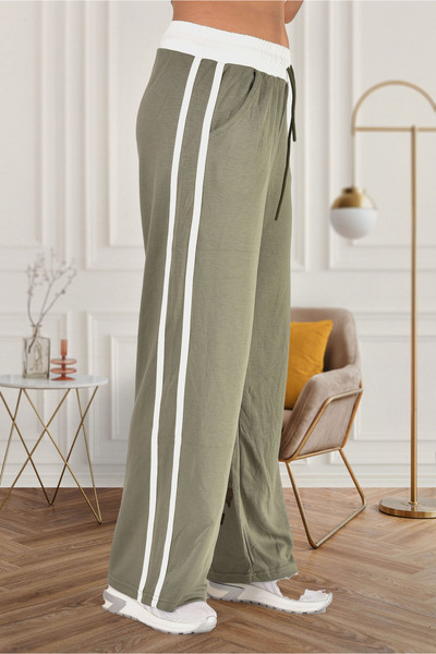 LİFERA Women's Wide Leg Modal Fabric Sweatpants with Side Stripe Detail