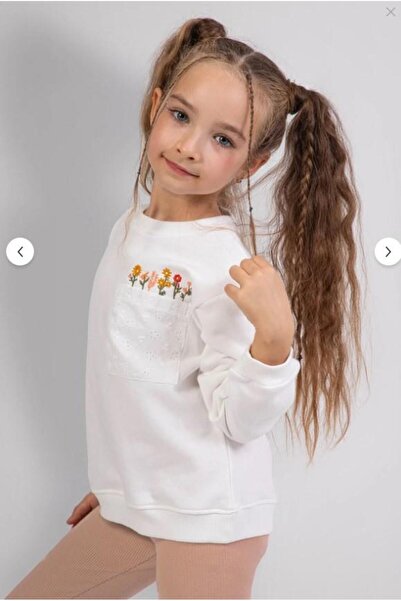 RAPAPA Girl's Floral Embroidered Sweatshirt and Basic Leggings Combination - 2 Piece Set 9812