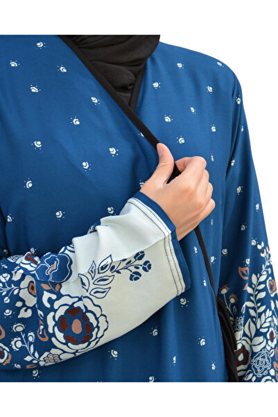 Bilenler Φόρεμα προσευχής με διπλό στήθος με μοτίβο λουλουδιών – 100% βισκόζη, δεμένο στο πλάι, άνετο κούφιο μέγεθος 36-46