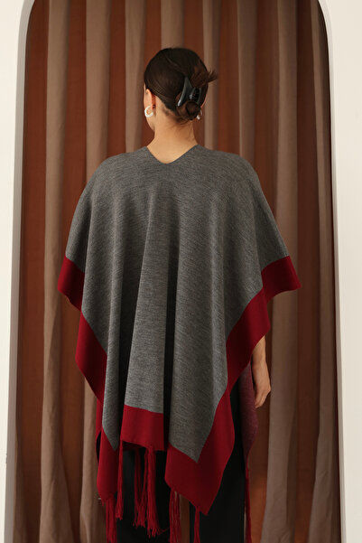 ALCHON U Shawl Collar Sleeveless Jacquard Paneled Trimmed Edges Fringed Skirt Standard Length Seasonal Knitwear Shawl