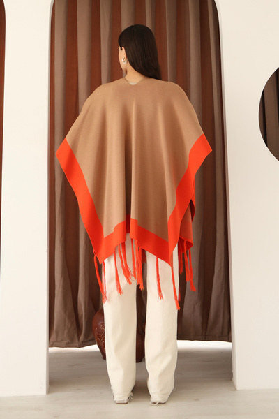 ALCHON U Shawl Collar Sleeveless Jacquard Paneled Trimmed Edges Fringed Skirt Standard Length Seasonal Knitwear Shawl