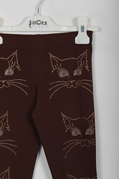 incity Girl's Cat Stone Detailed Leggings