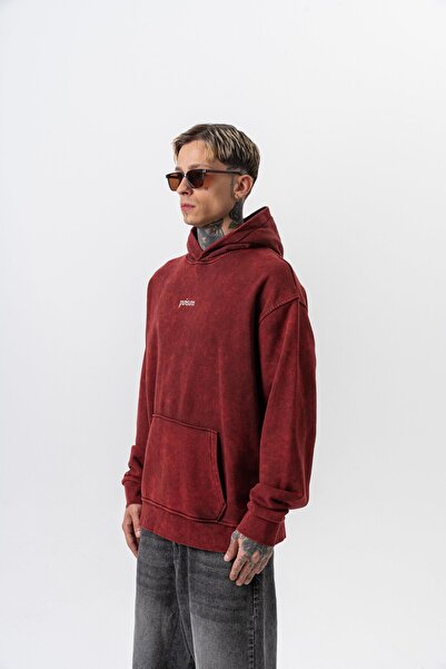 Respire Ανδρικό φούτερ με κουκούλα με στάμπα με σχέδιο φιδιού, μπορντό