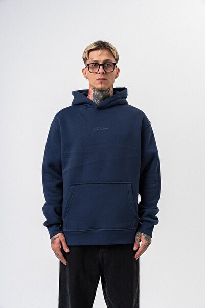 Respire Ανδρικό φούτερ με κουκούλα με στάμπα Da Vinci Oversize Navy Blue