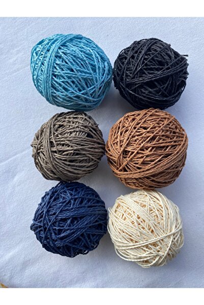 Mai Handmade Hobby ve Örgü Evi Doğal kağıt ip çanta ipi 6’lı set örgü ipi