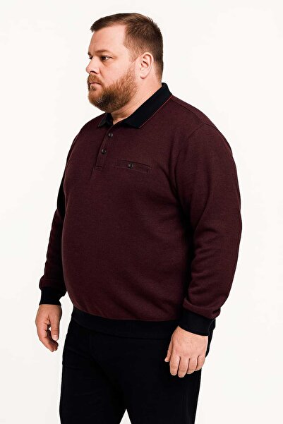 ÖZ BARLA TRİKO Plus Size Collared Pocketed Sand-Patterned Thessaloniki Baba Sweater [Cotton Top Quality Grammage Thick Product]