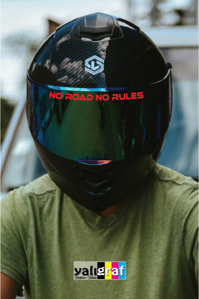 Yalıgraf Reklam Tabela No Road No Rules (No Road, No Rules) Motorcycle Helmet Visor Motor Sticker 15X1 cm