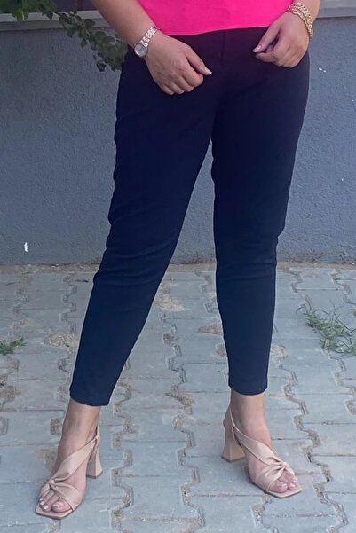 Mia Butik Women's Navy Blue Tube Leg Trousers