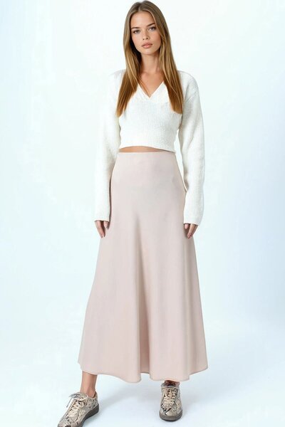 VAGGON High Waist Basic Satin Skirt