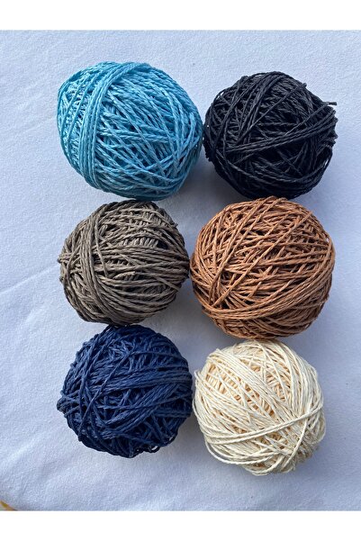 Mai Handmade Hobby ve Örgü Evi Doğal kağıt ip çanta ipi 6’lı set örgü ipi