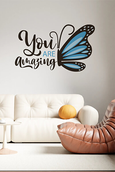 SDİGİTAL Motivasyon Yazılı Kelebek Duvar Sticker - You Are Amazing - 2 Ölçü S...