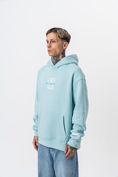 Respire Ανδρικό φούτερ με κουκούλα με στάμπα Garden Oversize Hoodie Baby Blue