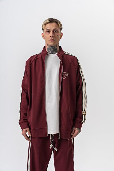 Respire Мъжка блуза с 3 ленти, яка, двойна ципа и овърсайз кройка, цвят бордо