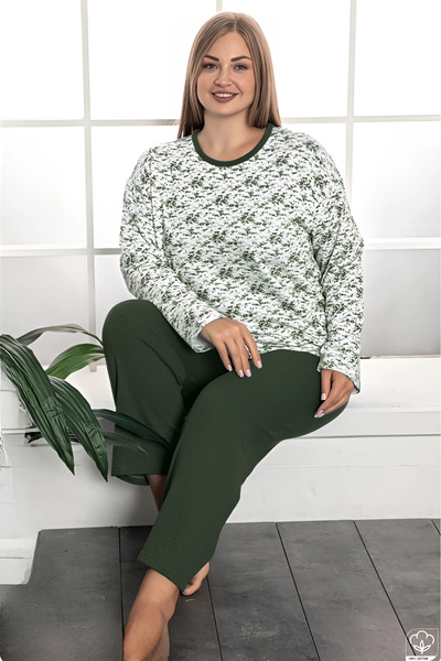 Farya Home Plus Size Cotton 2 Yarn Winter Long Sleeve Pajamas Set