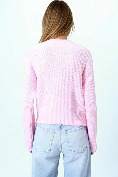 VAGGON Dámský růžový svetr s rovným úpletem Vs01045