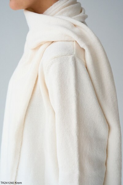 CADDELAMODA Women's Cream Shawl Scarf Oversize Sweater