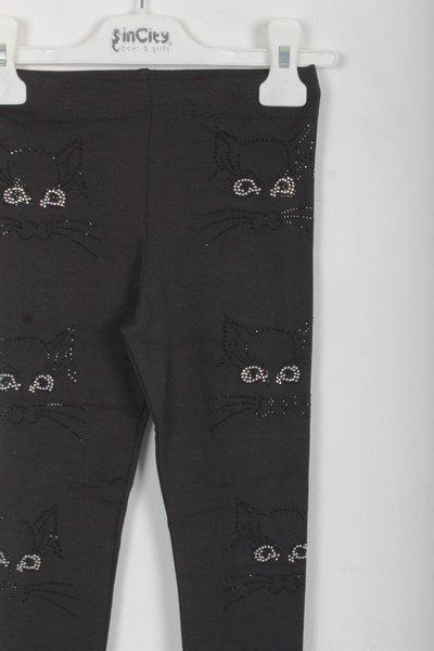 incity Girl's Cat Stone Detailed Leggings