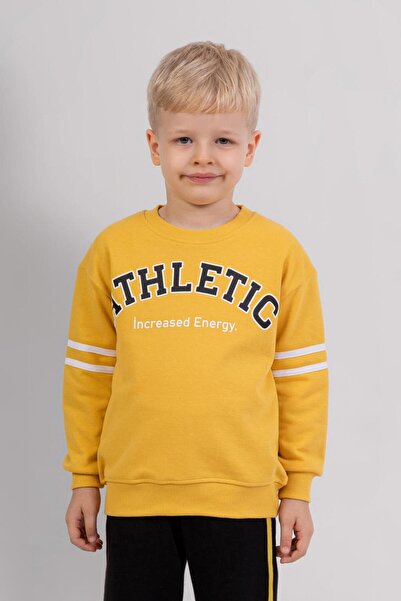 RAPAPA Boys' 3-Thread Sweatshirt & Black Sweatpants 2-Piece Set – Sports Casual Combination 4073