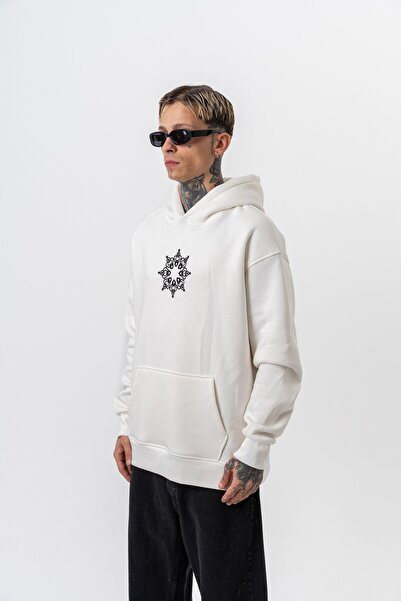 Respire Erkek Itsbyzey Nakışlı Kapüşonlu Oversize Hoodie Ekru