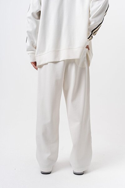 Respire Men's 3-Piece Stripe Detailed Winter Doubleface Baggy Sweatpants Ecru