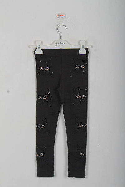incity Girl's Cat Stone Detailed Leggings