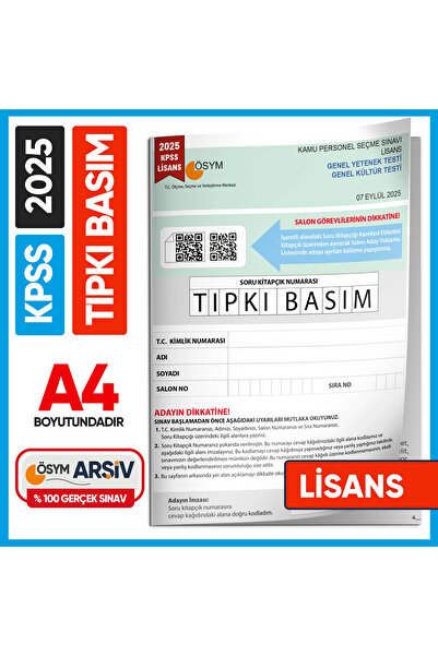 Karakutu Yayınları 2025 KPSS LİSANS GY-GK ÖSYM Tıpkı Basım Çıkmış Soru Deneme Kitapçığı (Çözümlü Türkiye Geneli Sınav)