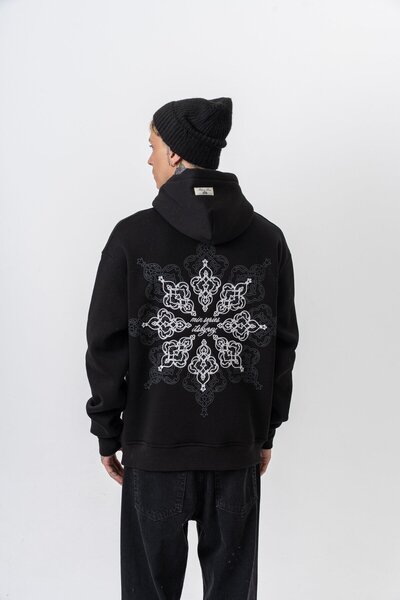 Respire Men's Itsbyzey Embroidered Hooded Oversize Hoodie Black