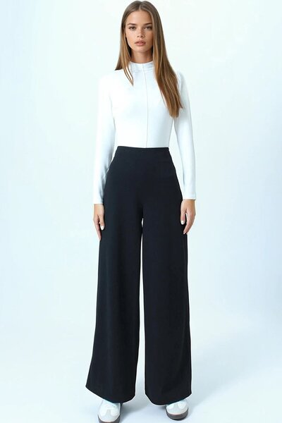 VAGGON High Waist Zipper Closure Palazzo Pants