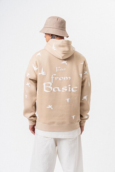 Respire Ανδρικό φούτερ με κουκούλα με στάμπα Far From Basic, μπεζ