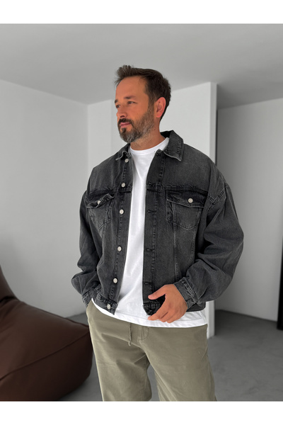 BYBASICMAN Anthracite Buttoned Denim Jacket Yp-4011