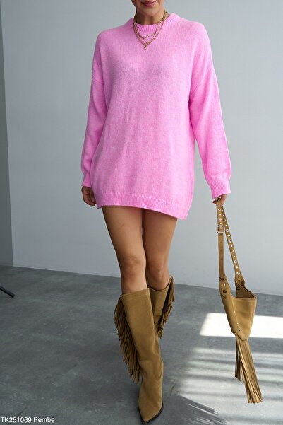 CADDELAMODA Pulover de damă cu guler rotund