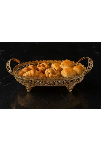 ALMASA Glass serving plate with a golden base
