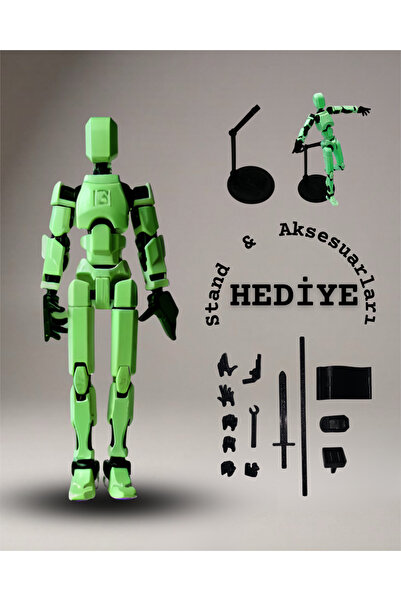 Tactyla Titan Tüm Eklemleri Hareketli Robot Dummy Aksiyon Figürü Oyuncak (Yeşil)