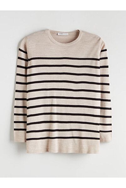 LC Waikiki Noul sezon guler rotund Pulover tricotat pentru femei cu dungi