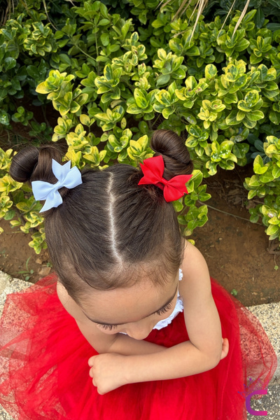Cinderella 4-Piece Red and White Ribbon Bow Elastic Children's Hair Clip 5 cm - April 23, October 29 Holiday Hair Clip