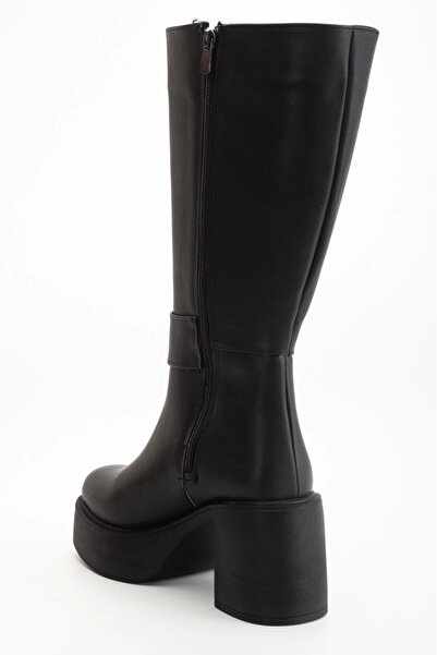 MFT AYAKKABI Women's Platform Heeled Buckle Boots Black