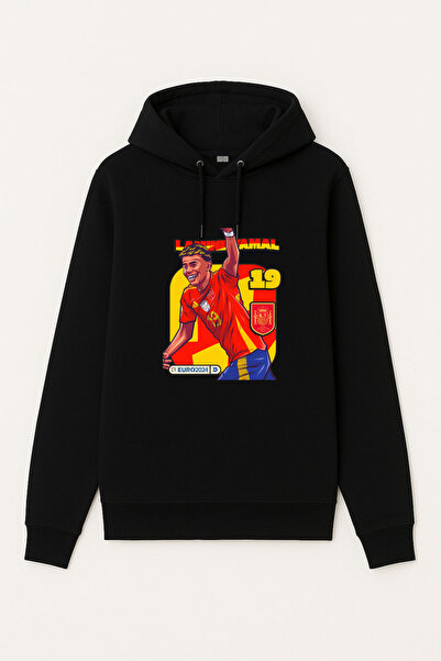 MODA Jucătorul de fotbal Lamine Yamal cu imprimeu Hanorac pentru băiat negru ...