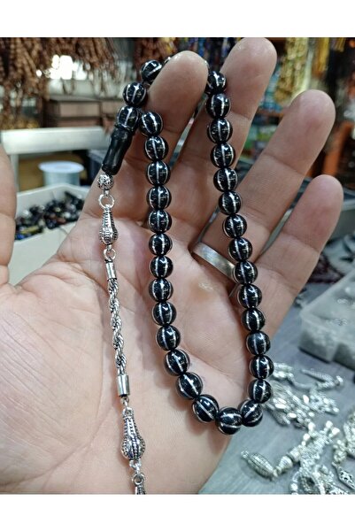 kral hediyelik Erzurum Oltu tası gümüş işlemeli gümüş Püsküllü tesbıh modelım...