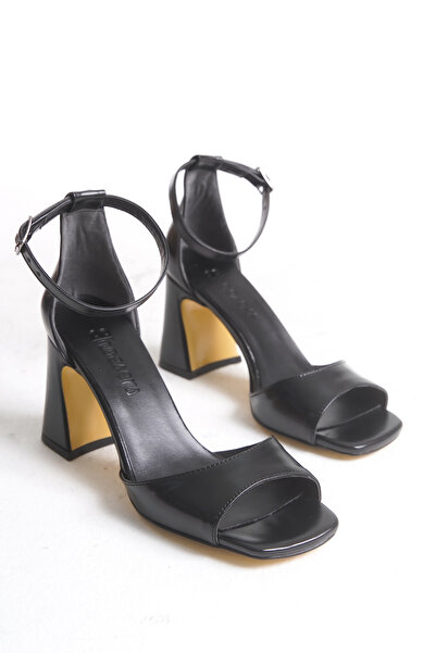 Shoesers Kadın Bilekten Bağlamalı Zarif Tek Bantlı Kalın Topuklu Ayakkabı, Gelinlik Nikah Ayakkabısı