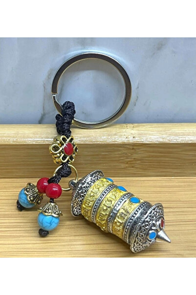 Belle Fusion سلسلة مفاتيح معدنية على شكل عجلة الدعاء التبتية من BFS طراز Alk4462