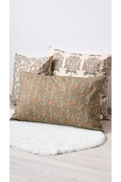 Sâye Khaki Laleh Linen Throw Pillow Cover