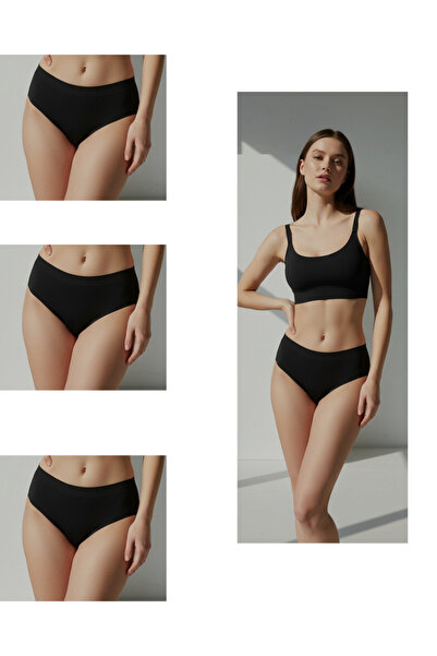 Fanwet Women's High Waist Basic Laser Cut Bikini Panties 3-Pack