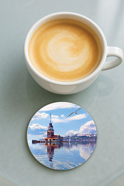 Cekuonline Round Plexiglass Coaster with Printed Pattern Single Maiden's Tower