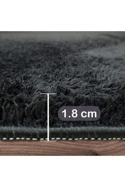 Bonny Home Relax Siyah Mutfak Halısı Kaymaz Tabanlı Makinede Yıkanabilir Yumuşak Peluş Kesme Halı Yolluk